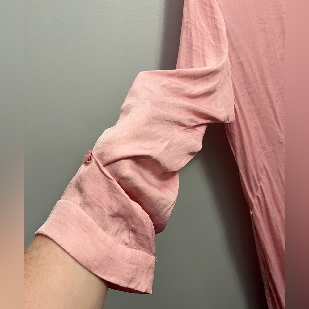 Zara woman’s sz Large Frilled Pink Midi Dress Ruffled Hem Boho NWT - Picture 3 of 15